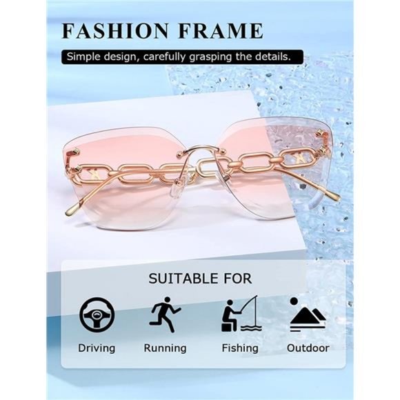 AEVOGUE Sunglasses For Women Oversized Rimless main image 7